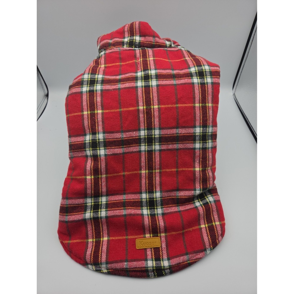 British Red Plaid Reversible Dog Coat, Dog Jacket Winter Coat Size L